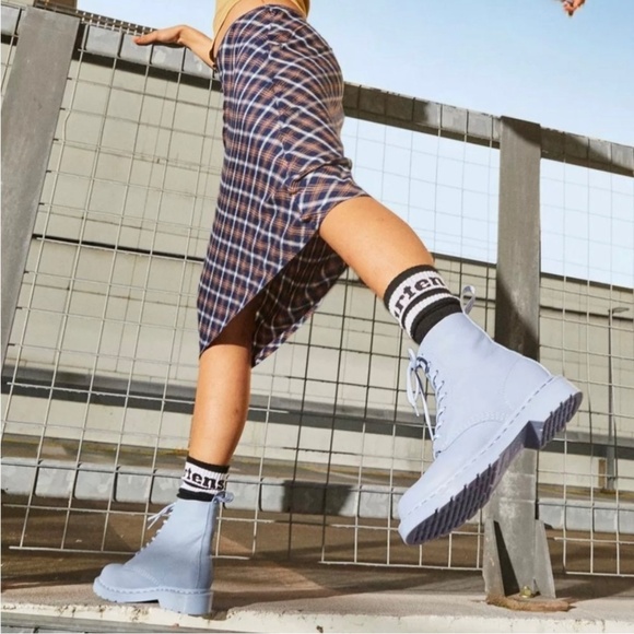 Dr. Martens Light Blue Leather Lace-Up Boots - Picture 2 of 12